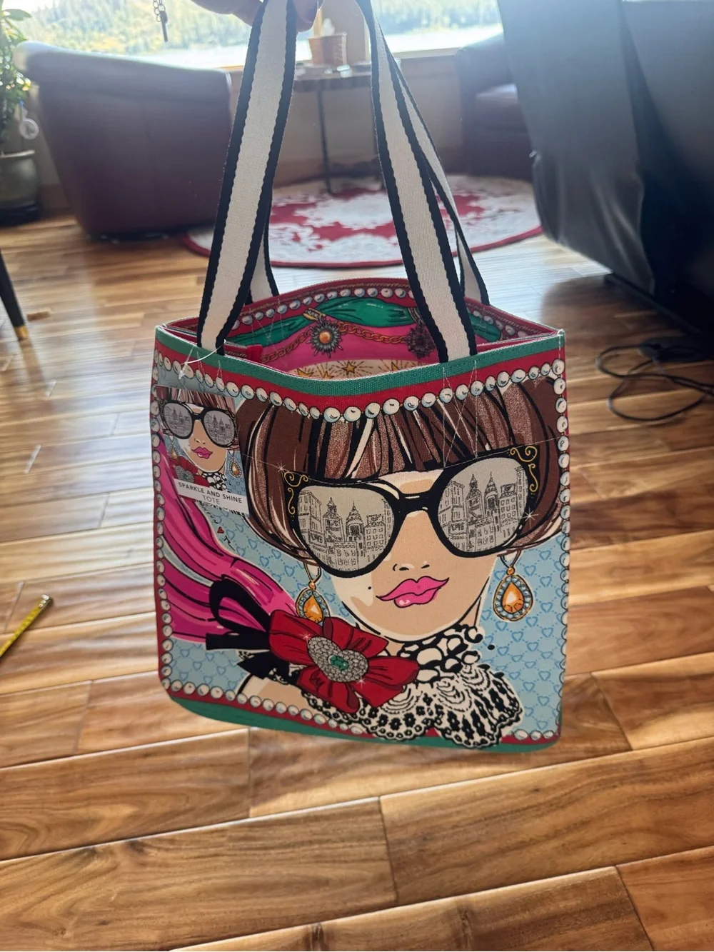NWT Brighton Pink & Blue 'Sparkle and Shine' Illustrated Tote